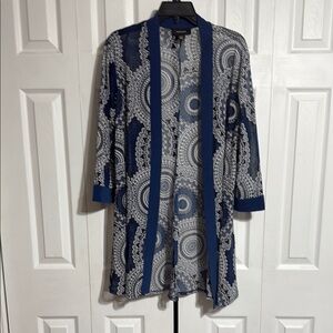 R & M Richards slate blue & white jacket cardigan size 16